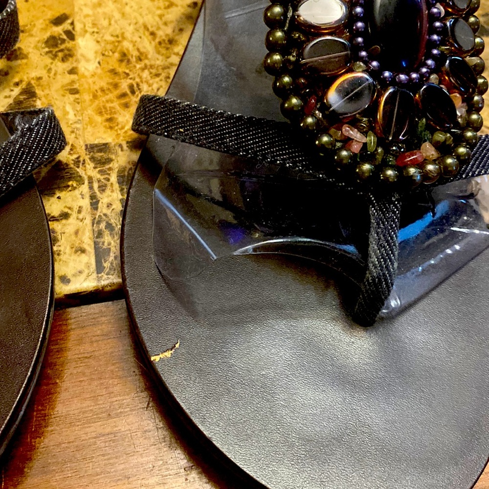Dark Blue denim sandals.
